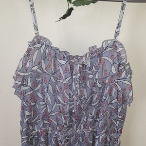 Spaghetti Strap Ruffle Printed Dress